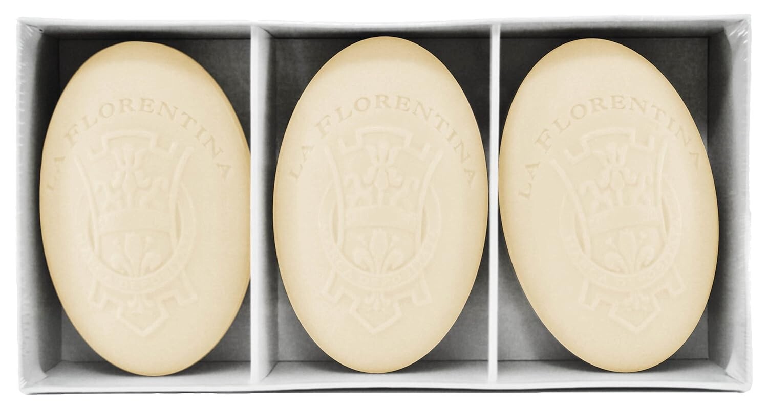 La Florentina LEMON LAVENDER Italian 3 Bar Soap Set 5.3 oz Each Embossed Luxury
