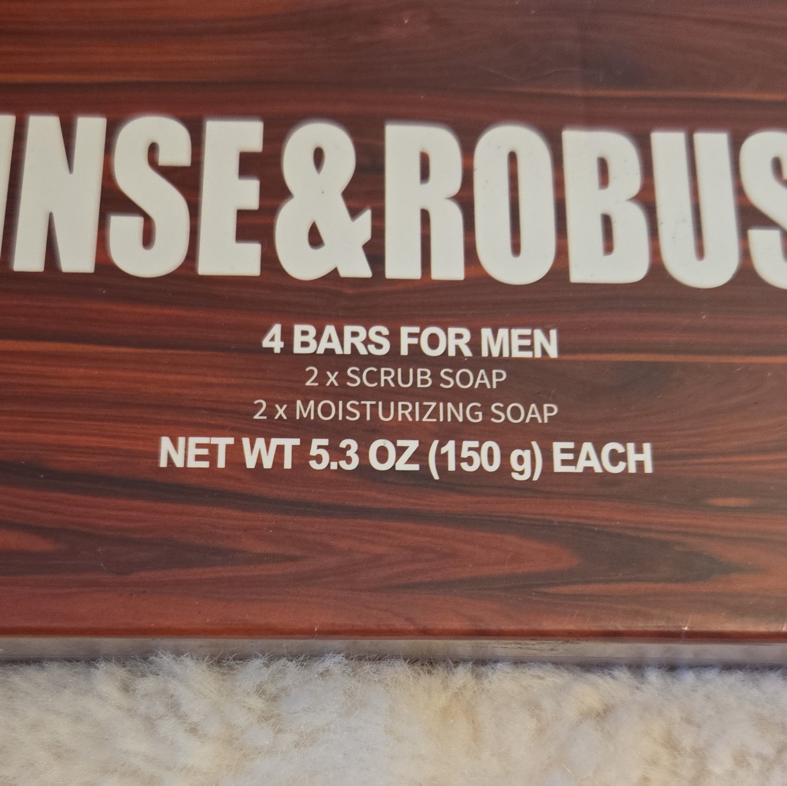 Rinse & Robust Men’s Scrub Soap 4-Bar Set Moisturizing Charcoal & Clove 5.3oz
