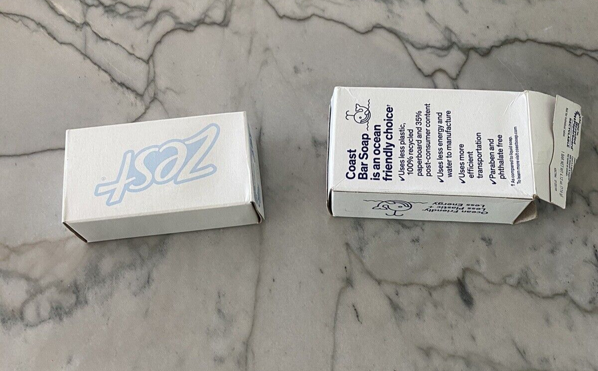 Vintage Zest Soap Bar Fresh 3.2 oz and Coast Bar Soap 4.12 oz. in Original Box
