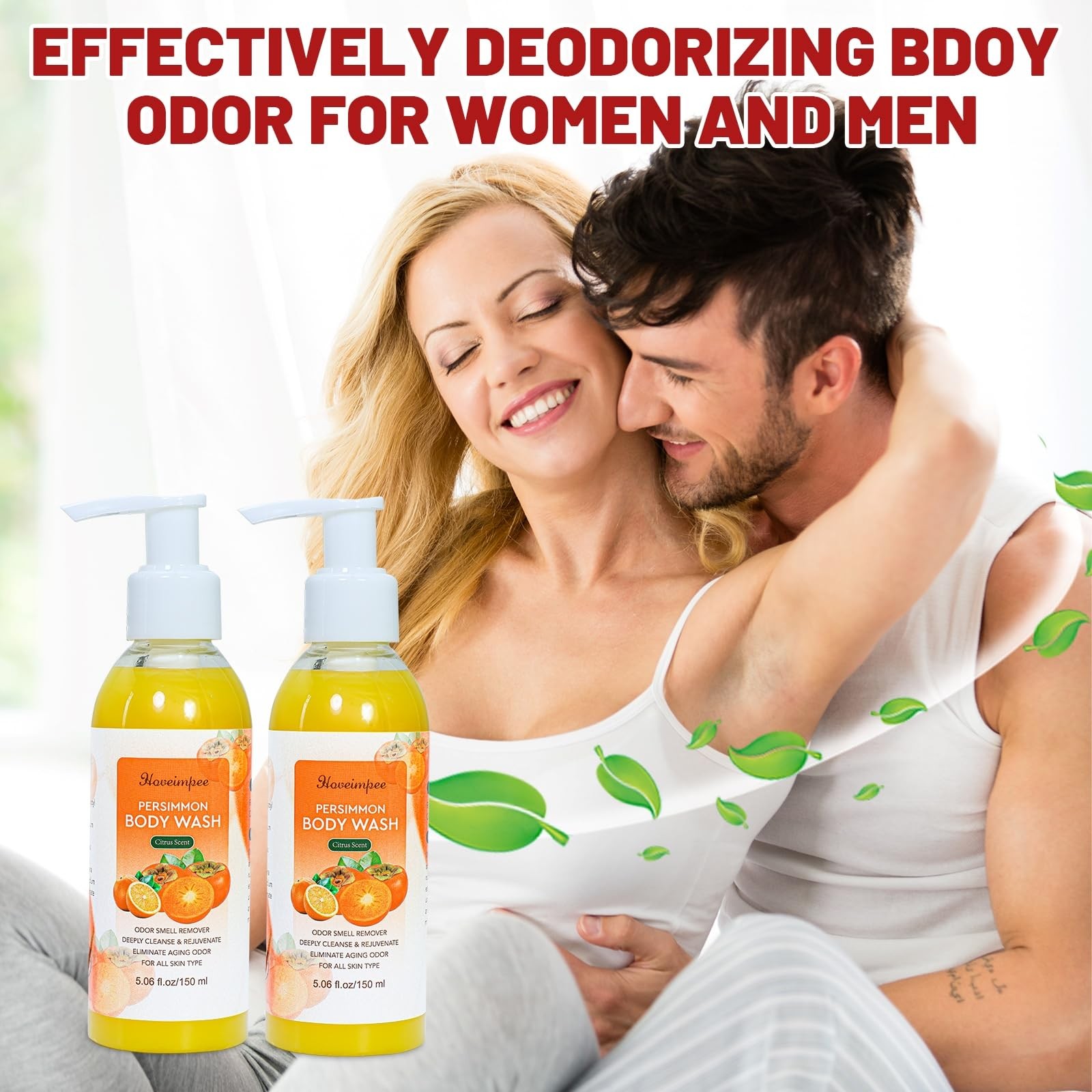 2 Pack Persimmon Body Wash Odor Eliminator, Deodorizing Persimmon Soap for Ol…