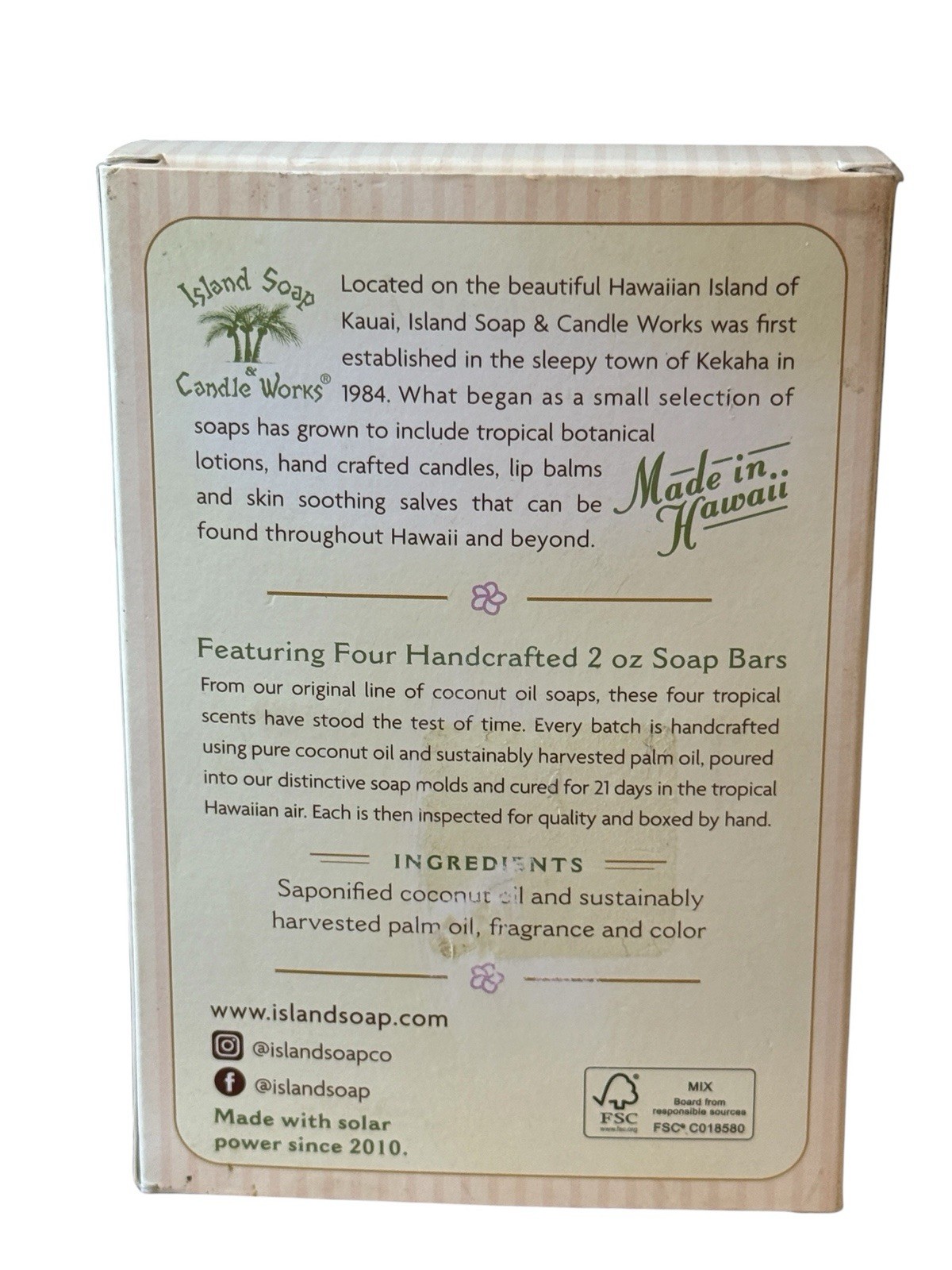 Island Soap and Candle Works Handcrafted Hawaii Soap Tropical Collection 4 Bars