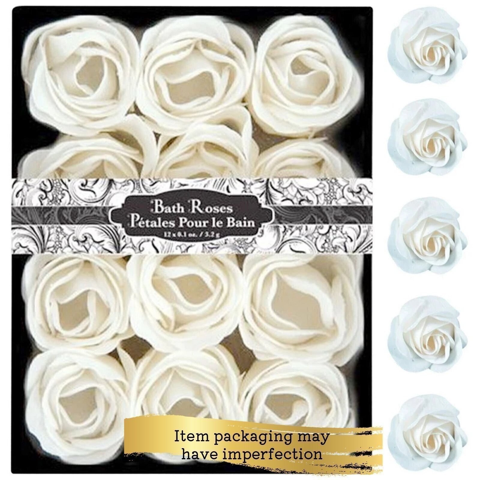 Floral Scented Bath Soap Rose Petals, White, 12 Count – Slightly Damaged Pack
