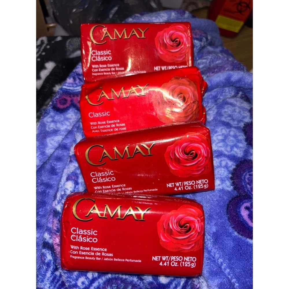 Camay Classic Fragrance Beauty Bar Soap Rose Essence 4.41oz Lot of 4 Bars
