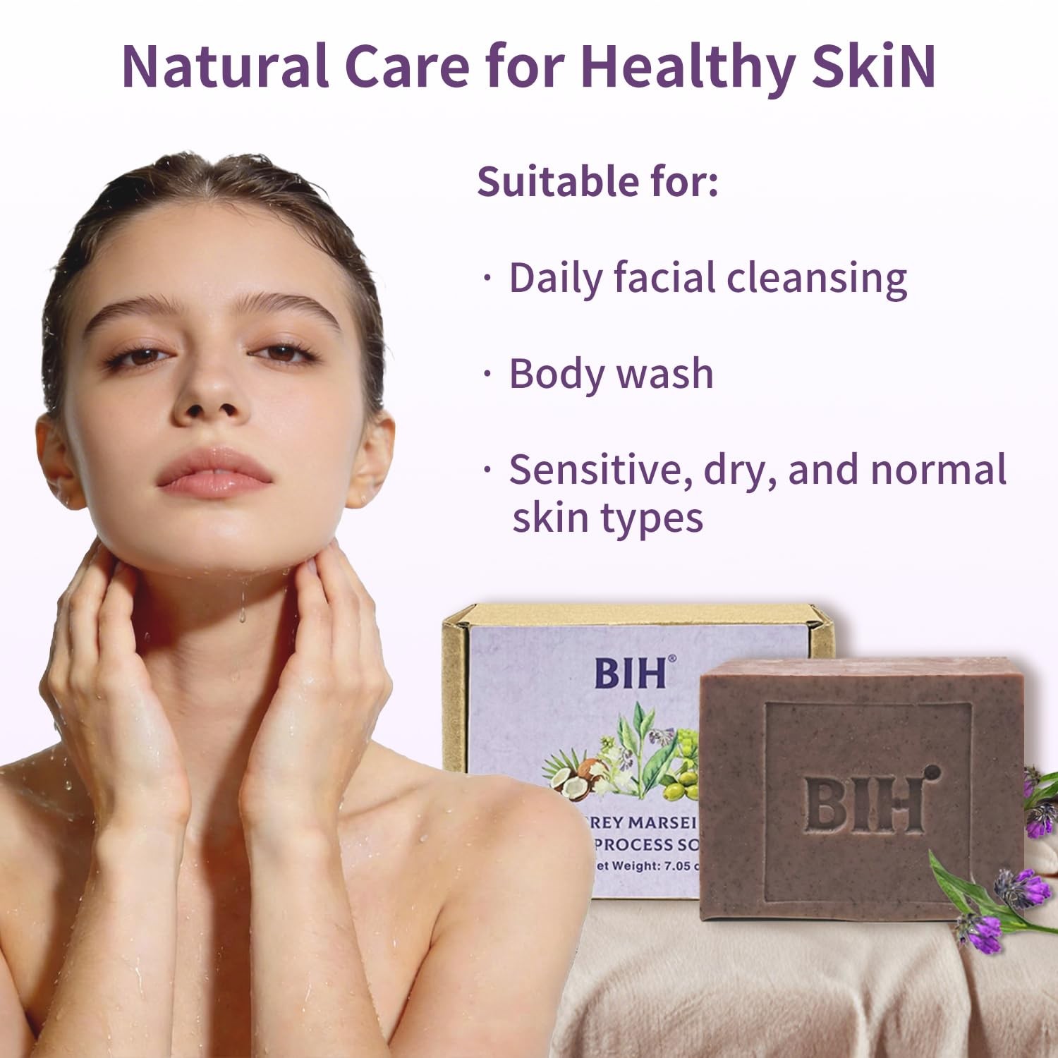 Comfrey Marseille Bar Soap Cold Process Body Soap Bar with Olive Oil & Coconu…