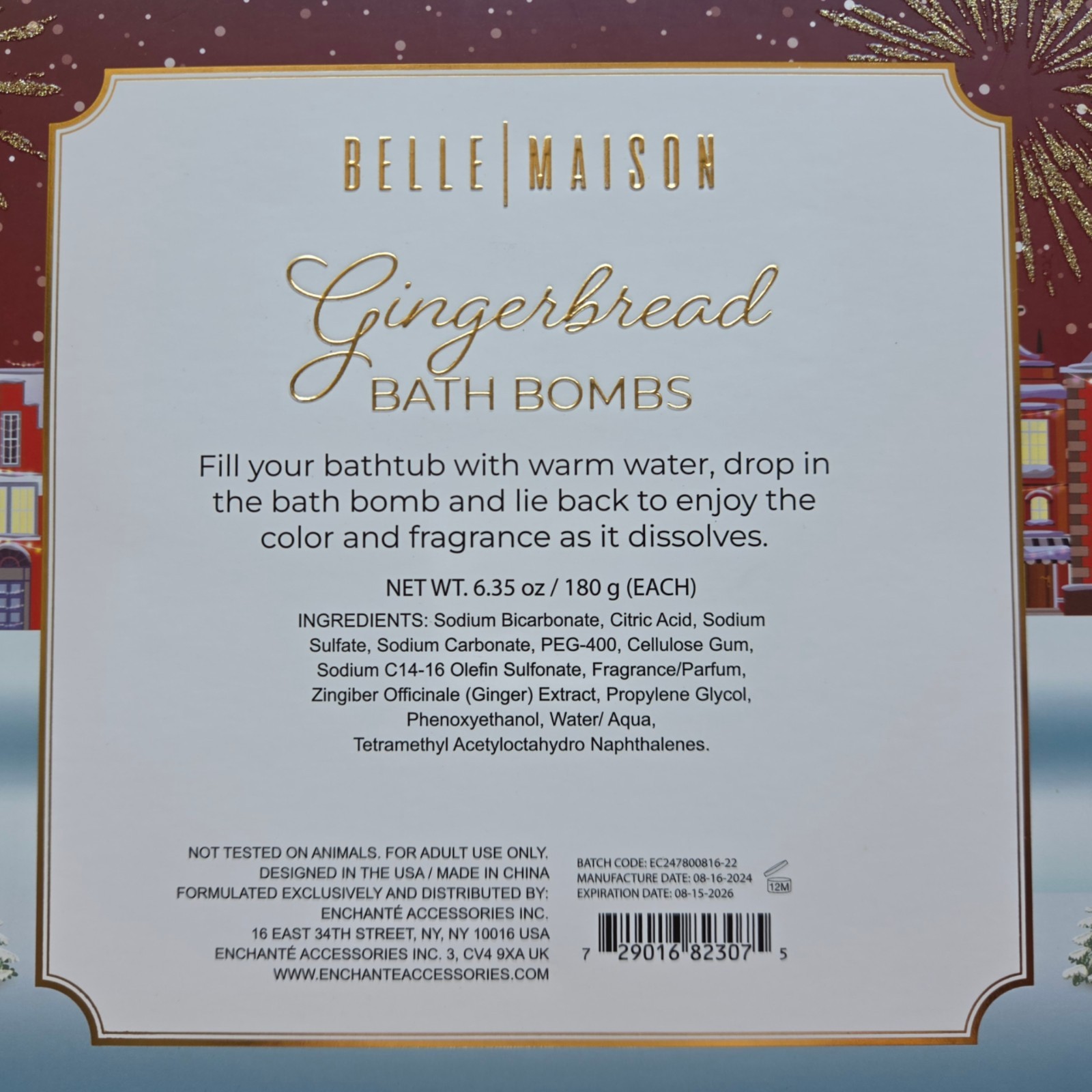 Four (4) Belle Maison Gingerbread Bath Bombs – 6.35 oz / 180 g (Each)