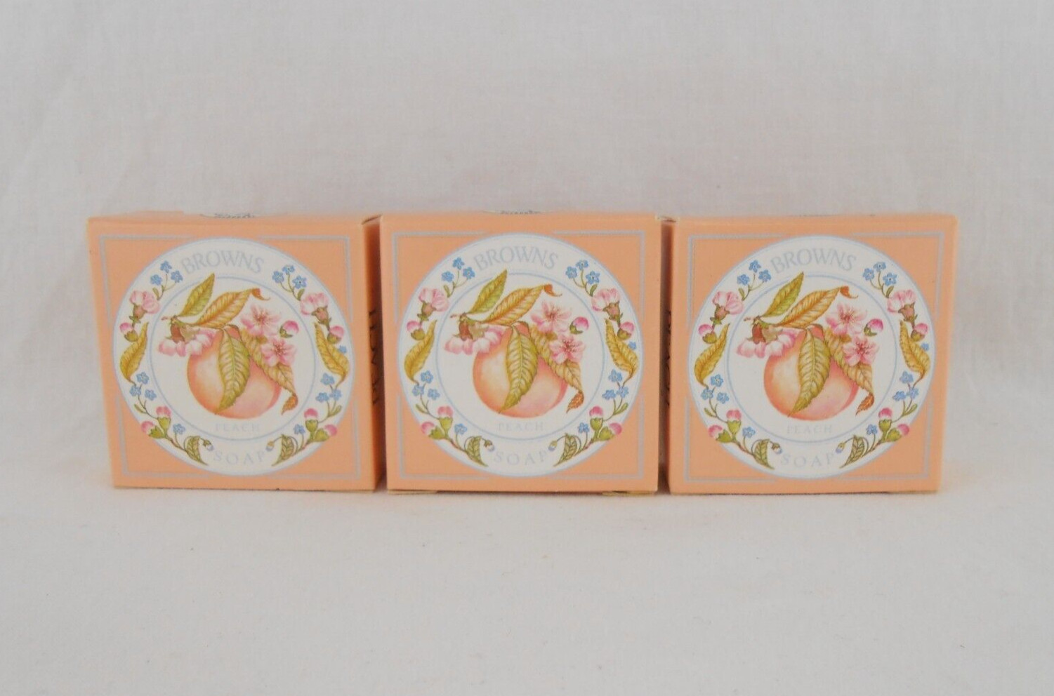 Browns of Melbourne Peach Scented Guest Bar Soap Lot of 3 New in Box 1.2 oz Bars