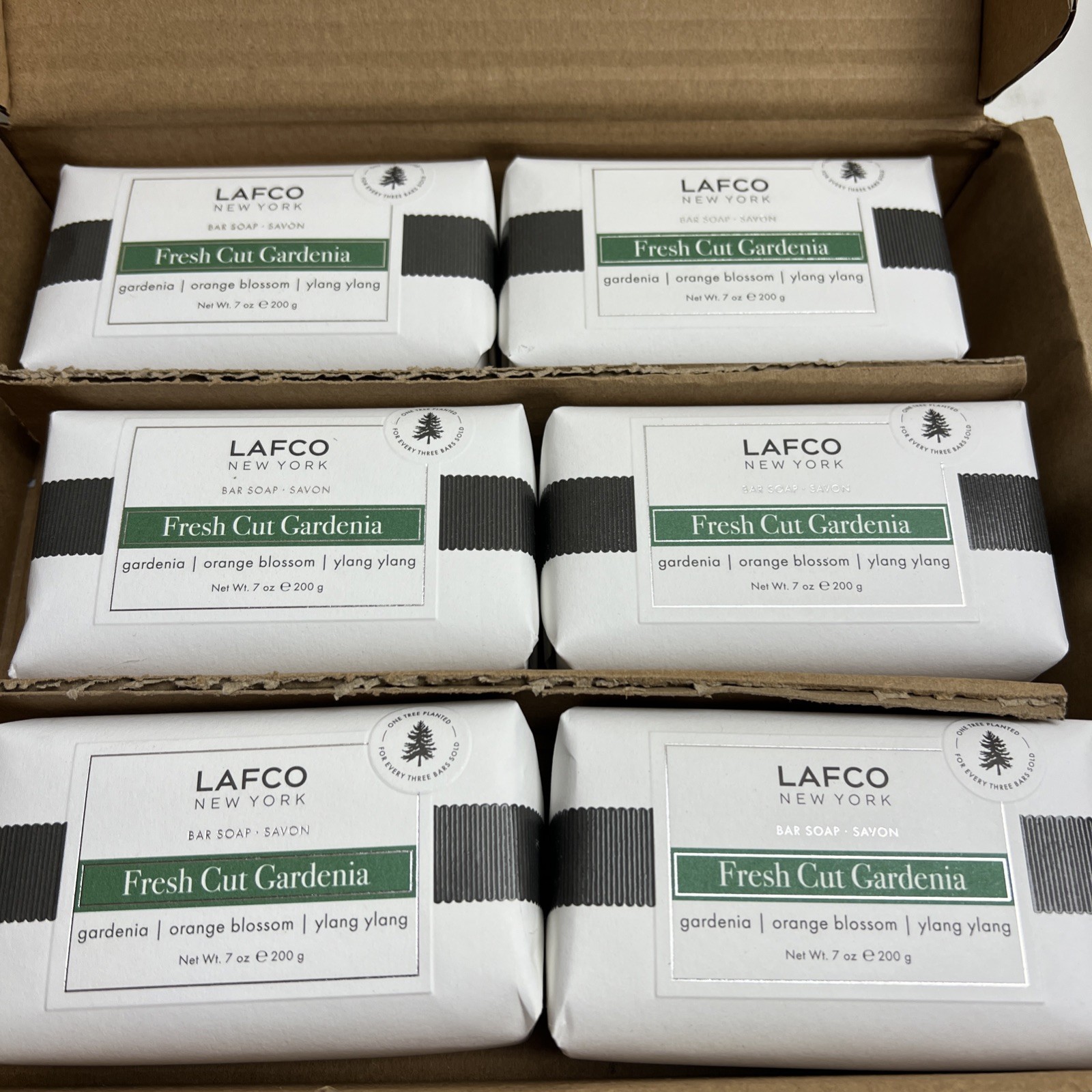 Lot Of 6 Lafco New York 7 oz Fresh Cut Gardenia Bar Soap 200g