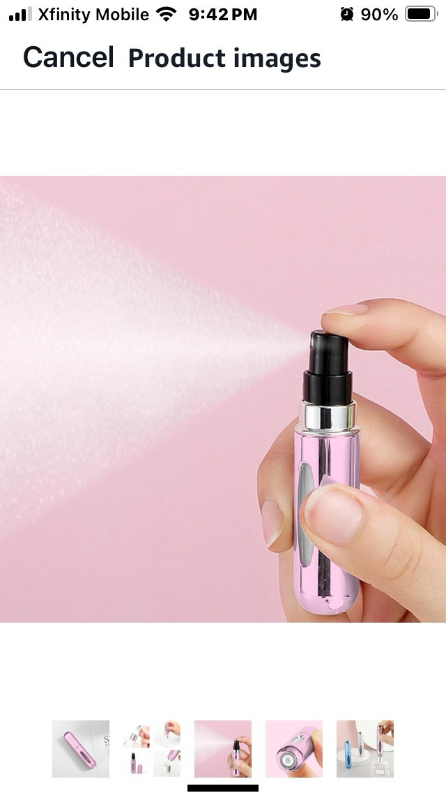 2 Travel Perfume Purse Bottle Atomizer Sanitizer Spray Refillable Pink Purple