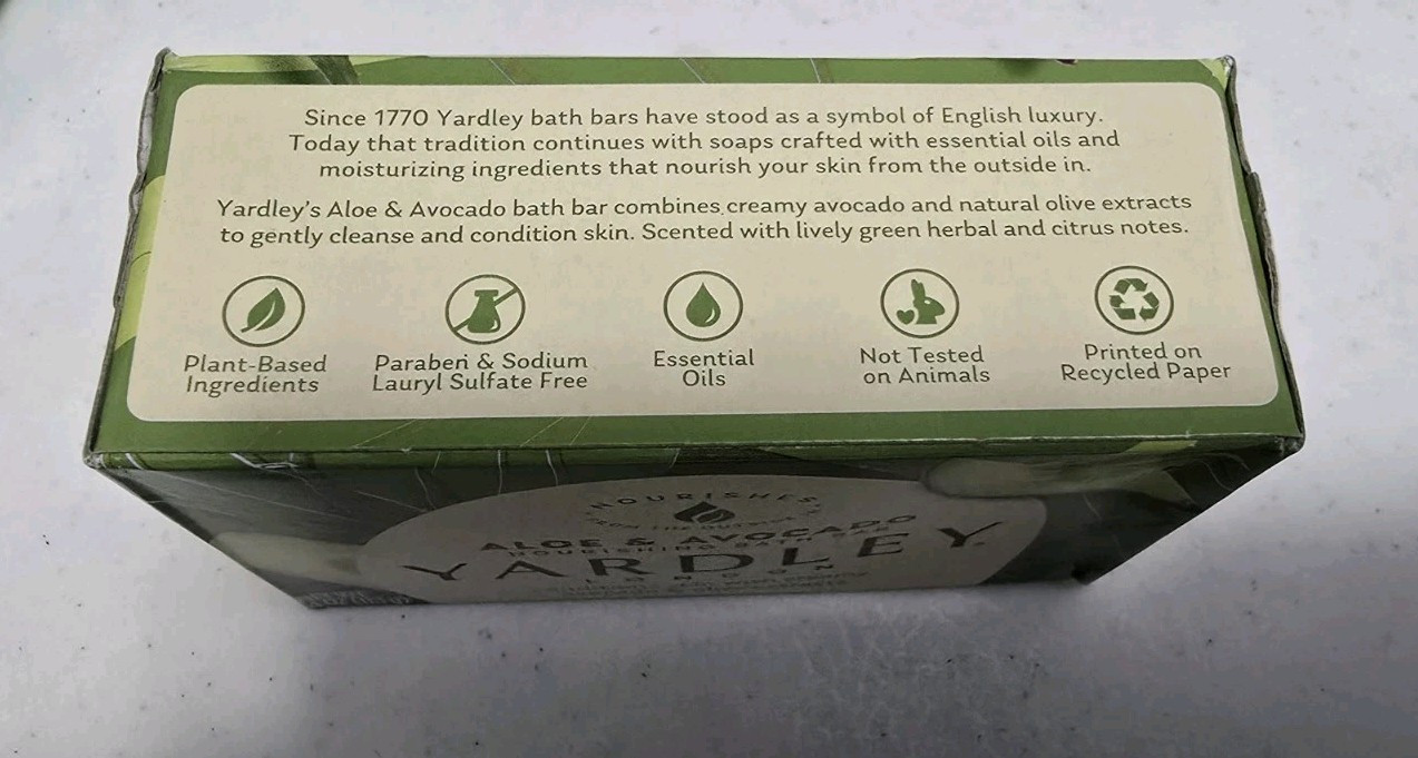 Yardley London Aloe & Avocado Bar Soap 4oz 1 Soap