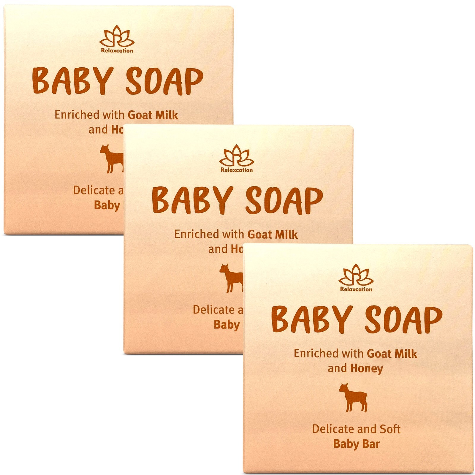Relaxcation Baby Soap Bars with Goat Milk and Honey-Handmade in USA – Pack of 3