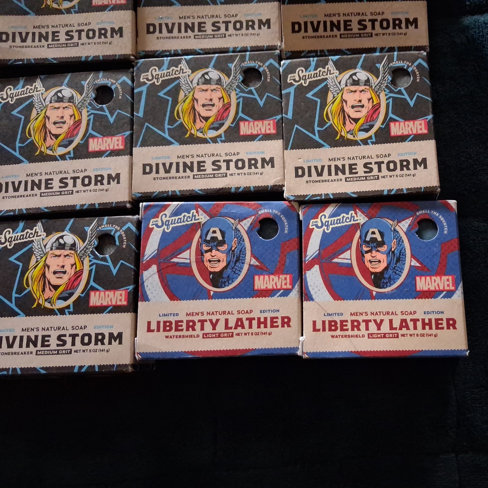 LOT OF 12 Dr. Squatch Natural Soap Divine Storm Bar Medium Grit 5 oz MARVEL THOR