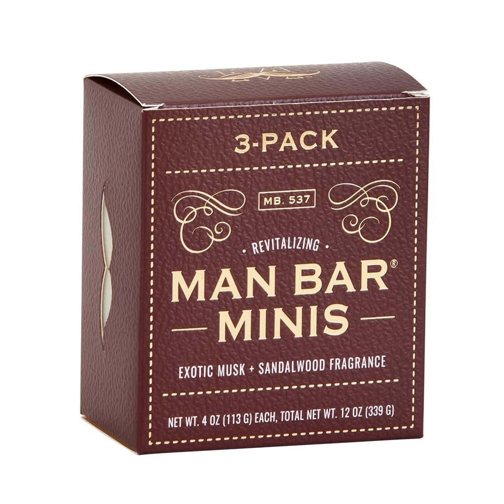 Musk Sandalwood Bar Soap Mini 3-Pack – Hair and Body Cleanser 4 oz