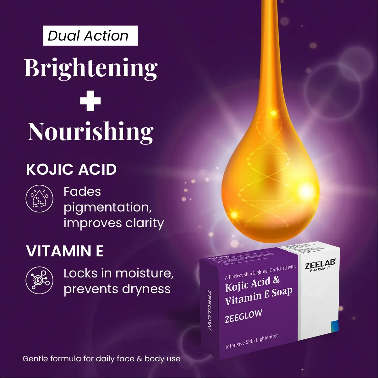 Kojic Acid & Vitamin E Soap Helps Reduce Pigmentation & Uneven Tone Pack of 3