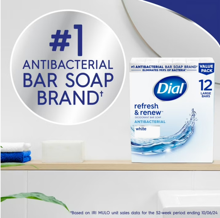 ( 2 pack ) Antibacterial Bar Soap, Refresh & Renew, White, 4 oz, 12 Bars