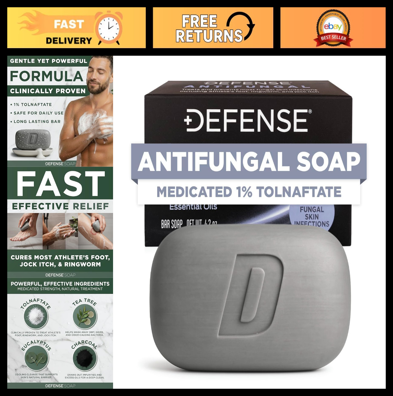 Medicated Antifungal Bar Soap for Jock Itch, Ringworm, Athlete’s Foot & Skin Fun