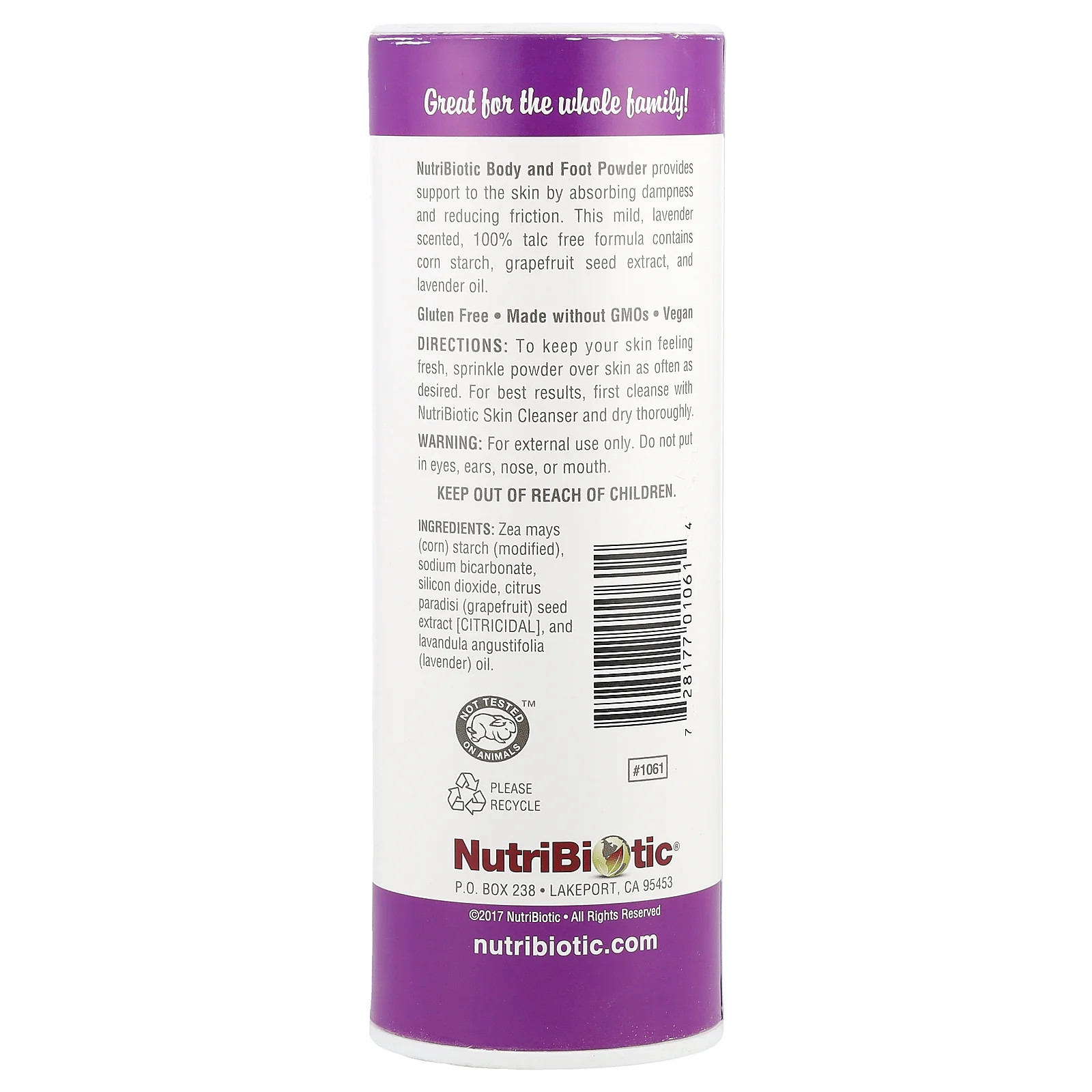 Body & Foot Powder with Grapefruit Seed Extract & Lavender Oil, Lavender, 4 oz