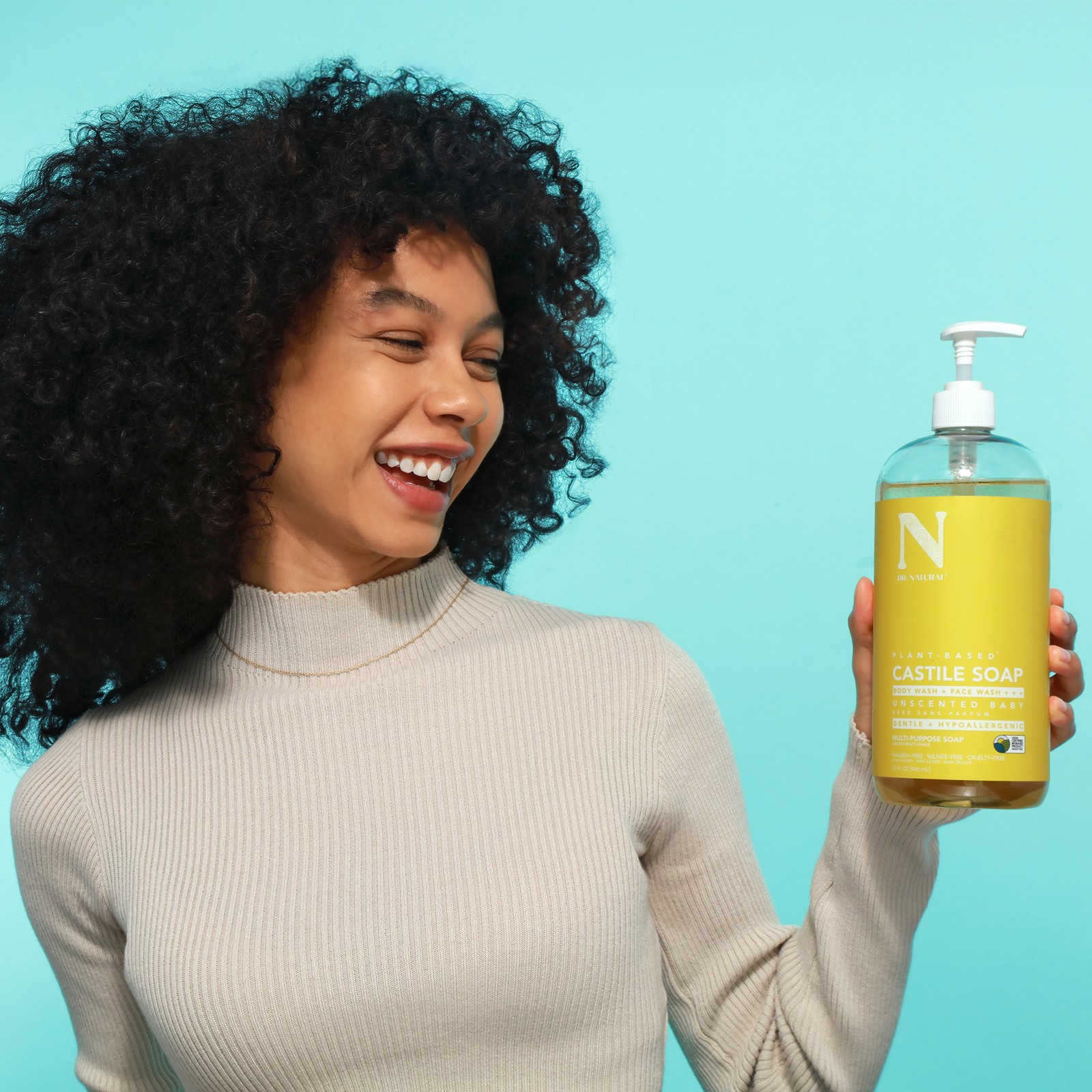 Castile Liquid Soap – Unscented Baby by Dr. Natural for Unisex – 32 oz