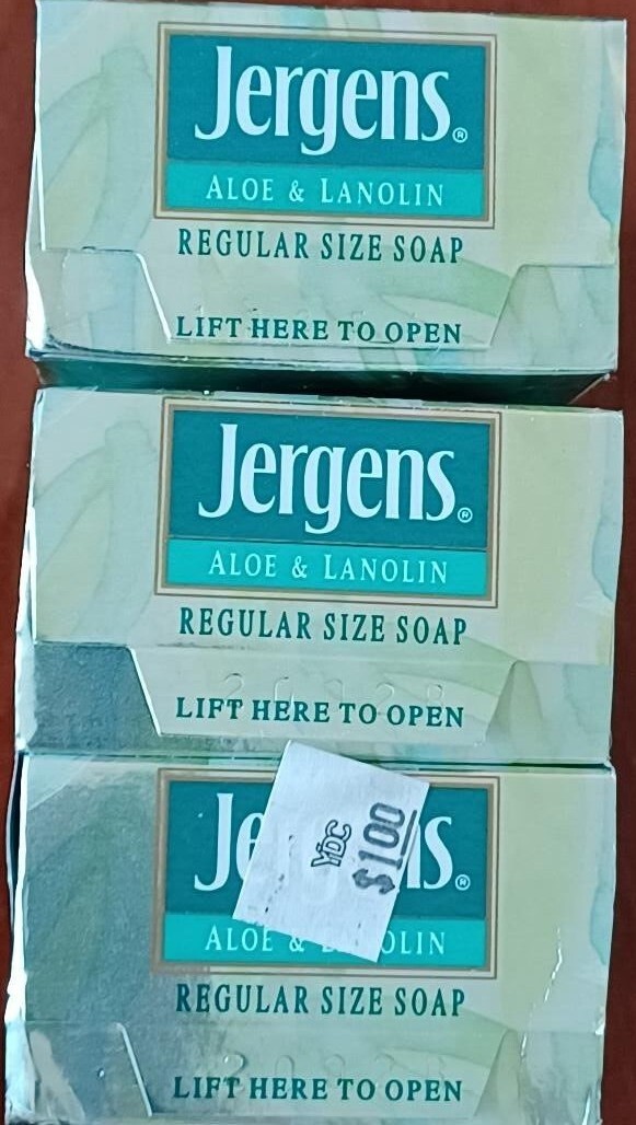 3 Vintage 1991 Jergens Aloe & Lanolin Soap Bar 3.5oz NOS USA Movie TV Prop