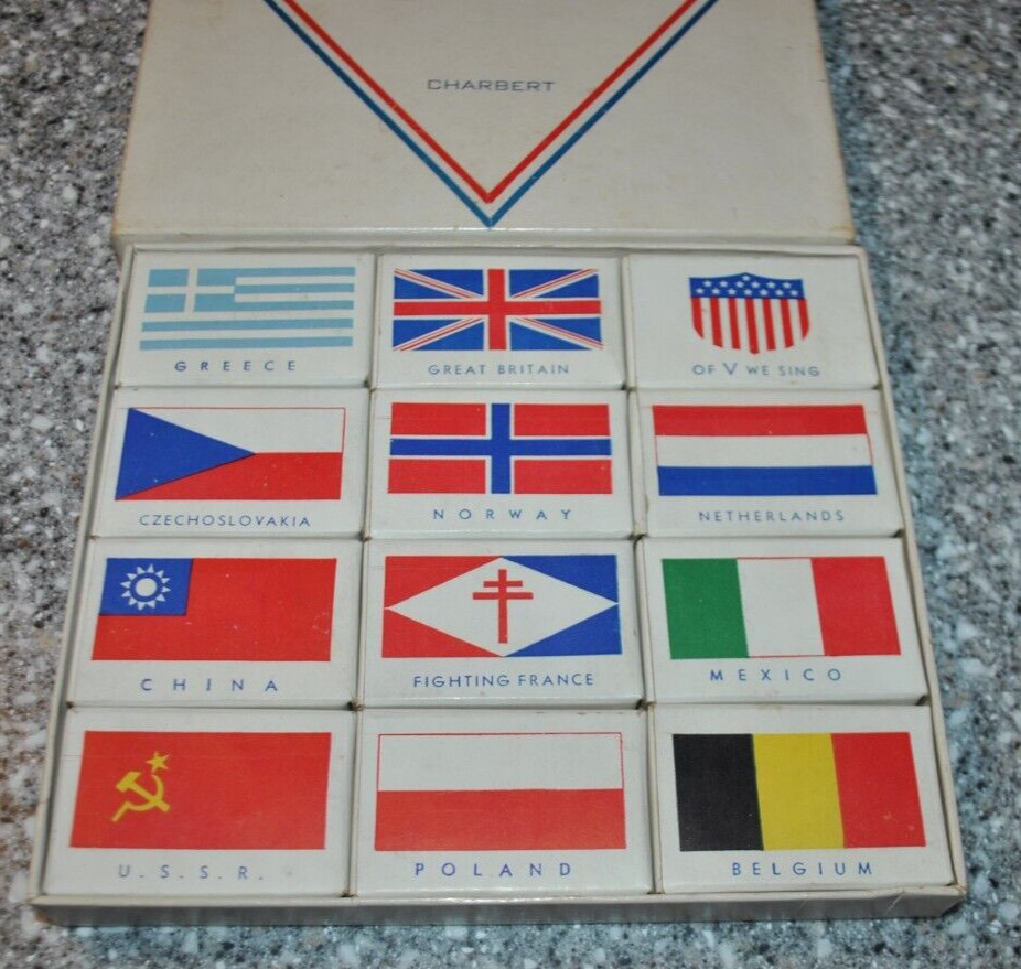 Vintage WW2 Victory Day Charbert 12 Cake Soap Bars Allied Forces “Of V we sing”