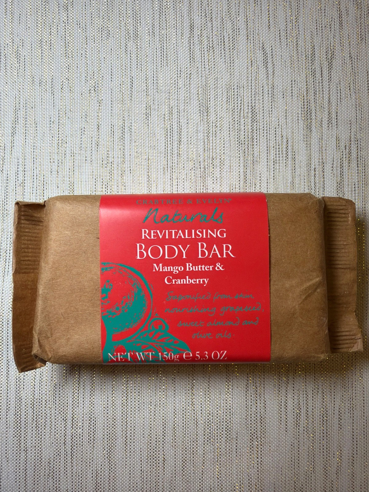New! Crabtree & Evelyn Naturals Botanical Body Bar Mango Butter &Cranberry 5.3oz