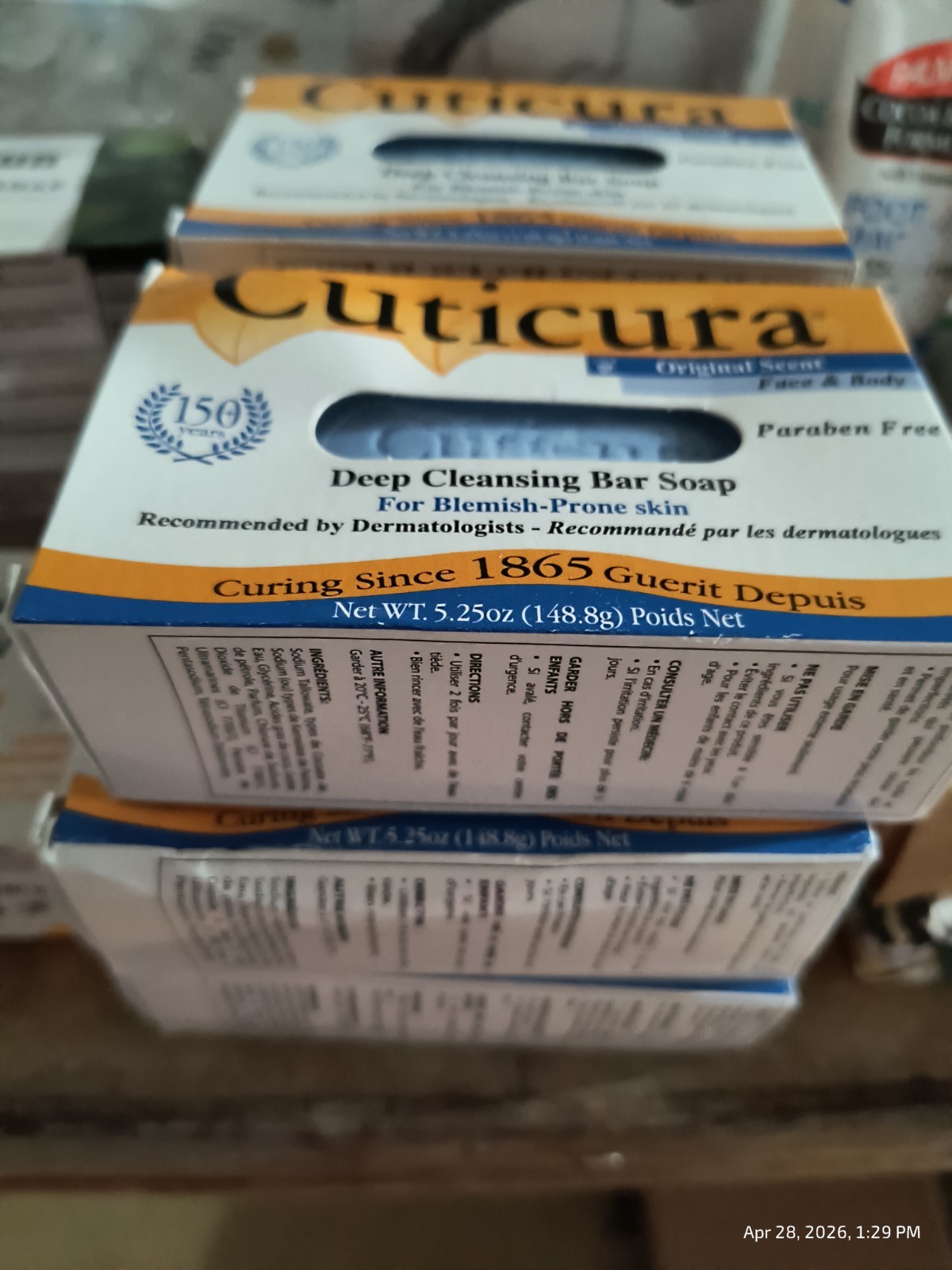 6 Pack Large Cuticura Bar Soap Face & Body Deep Cleansing Original Scent 5.25 Oz