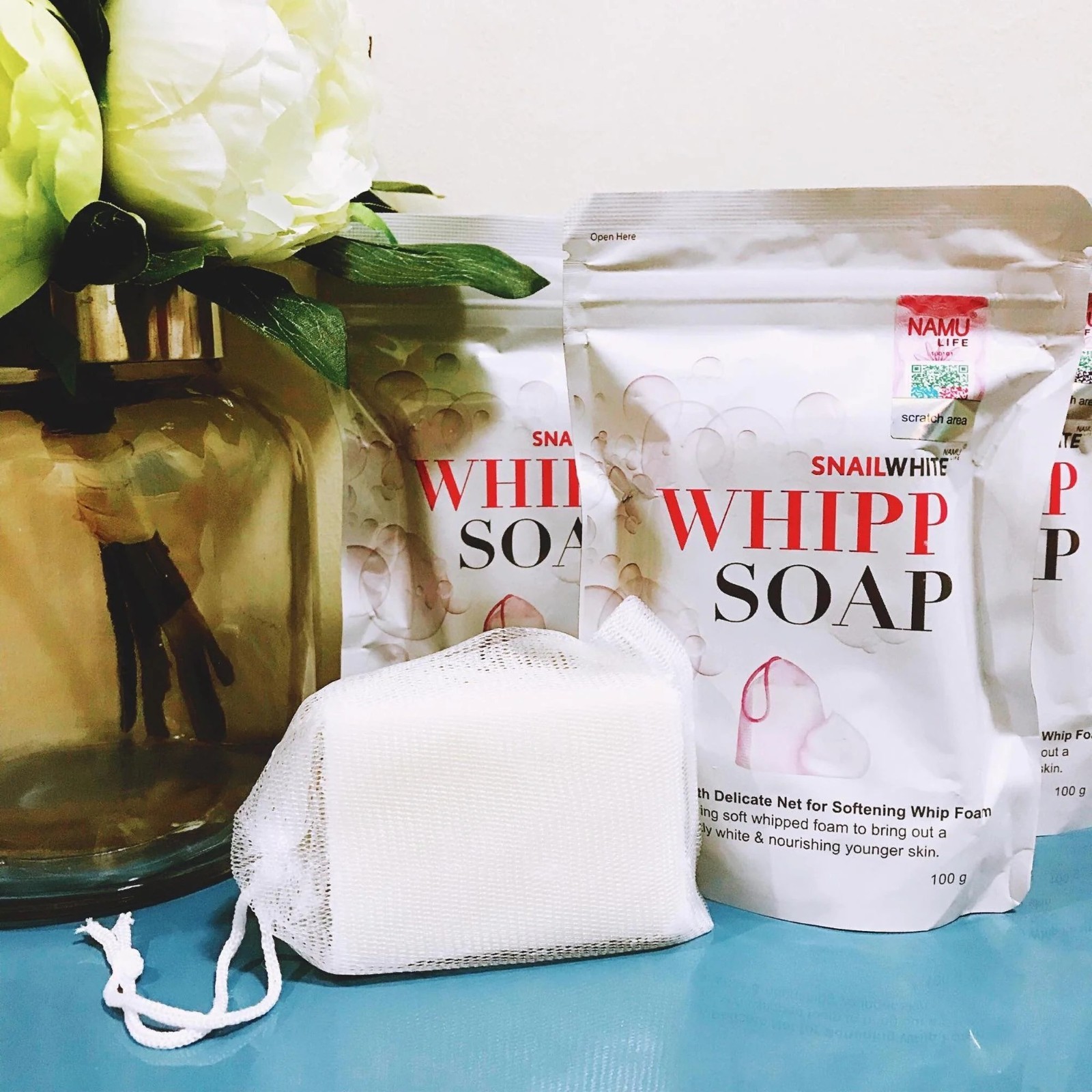 4x Snail White Whipp Soap Bar Foam with Delicate Softening White Namu Life 100g