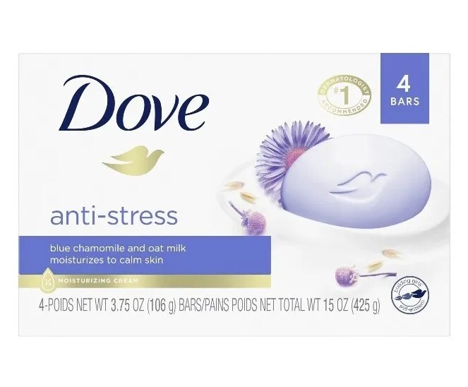 NEW! DOVE (4-BARS) 3.75 Oz (106g) ●ANTI-STRESS● Moisturizing Beauty Cream Bar🫧.