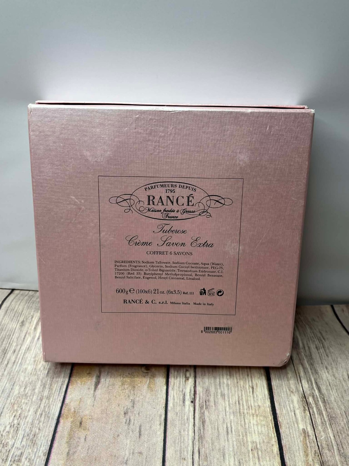 Rance 1795 Creme Savon Extra Tuberose Bar Soap Box Set 21 oz (6×3.5 oz) Italy