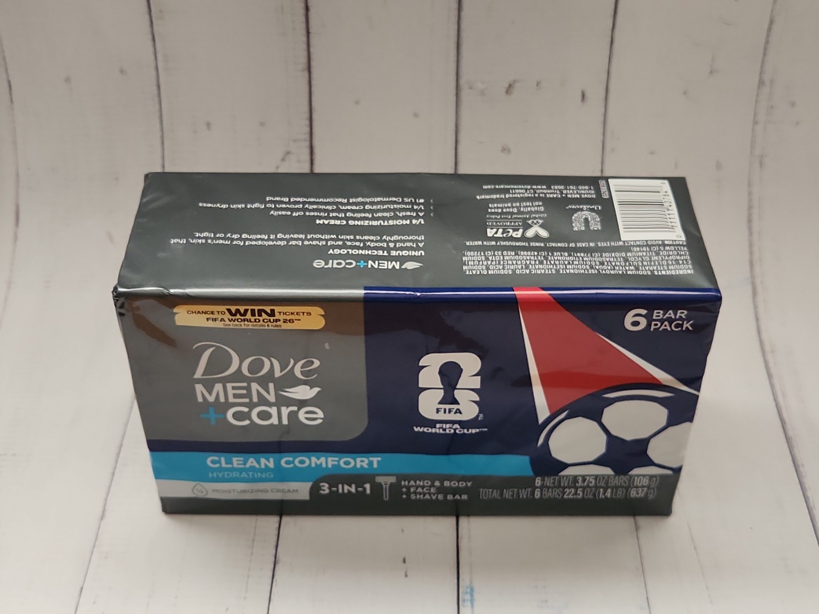 Dove Men+Care Clean Comfort 3-In-1 Cleanser Body, Face & Shaving 3.75 oz, 6 Bars