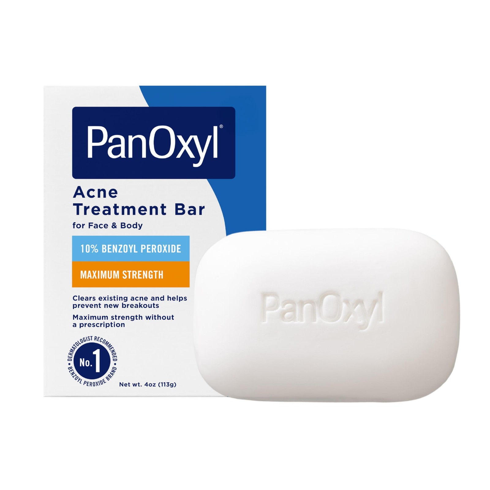 PanOxyl Acne Treatment Bar with 10% Benzoyl Peroxide, Maximum Strength Bar Soa