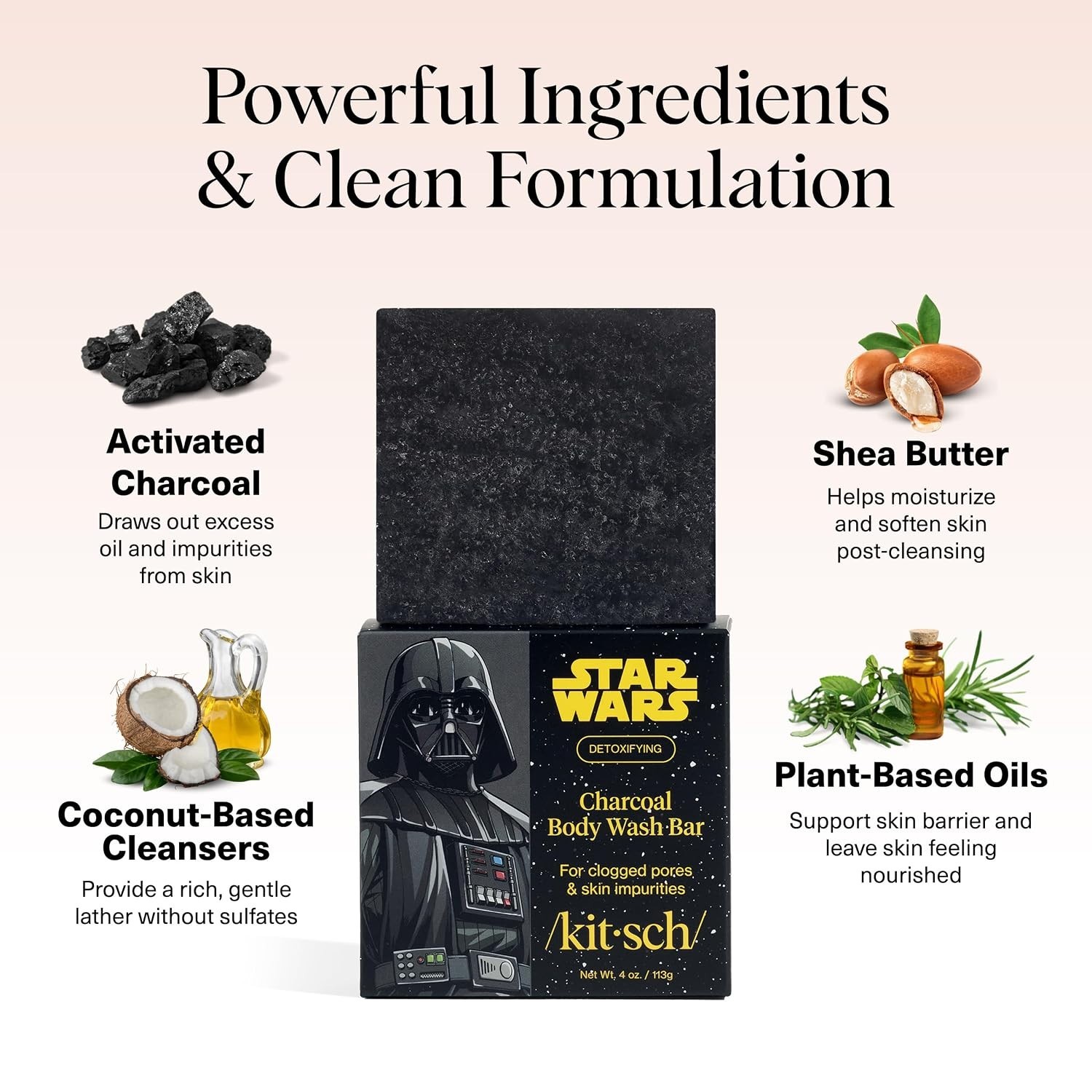 Charcoal Soap Body Wash Bar x Star Wars Darth – Detoxifying Bar Soap w/Activa…
