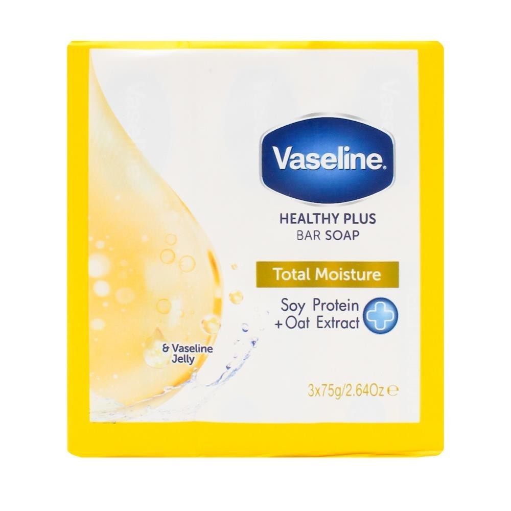 12 x VASELINE 75g HEALTHY PLUS BAR SOAP TOTAL MOISTURE SOY PROTEIN + OAT EXTRACT
