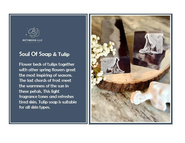 Tulip & Handmade Soap Bars 100% Natural, Aromatherapy 4 Soaps Made in Latvia