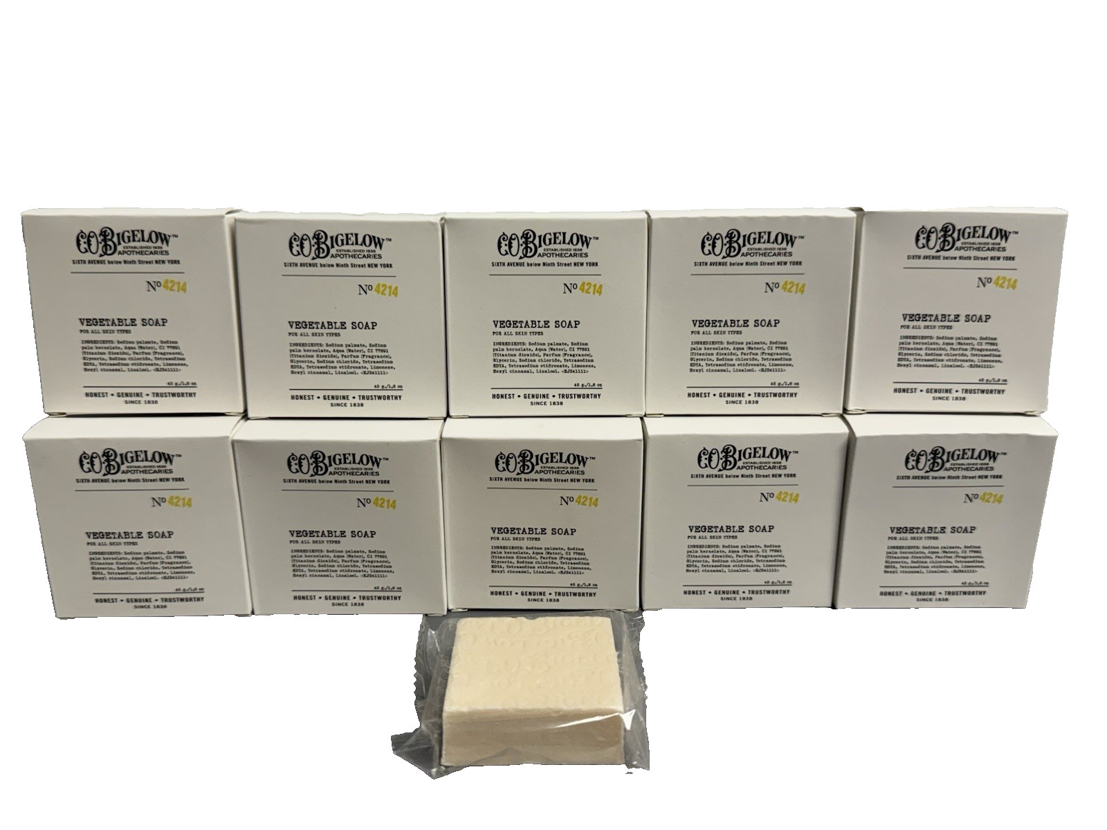 10 PACK lot C.O. Bigelow Barber No 4214 Lime Coriander Vegetable Soap Bar 1.6oz