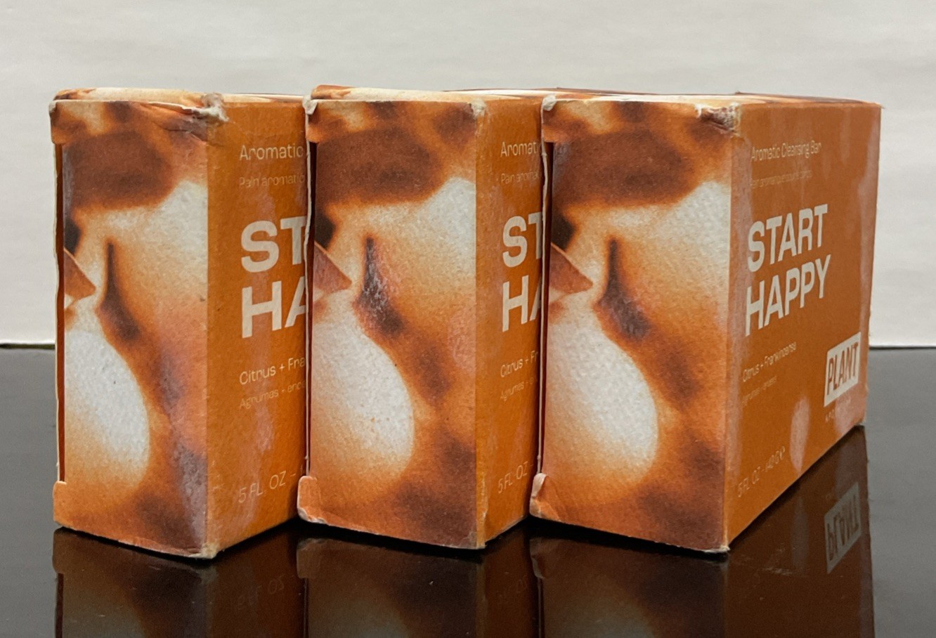 Lot Of 3 Start Happy Aromatic Cleansing Bar Citrus + Frankincense 5 Oz Each.
