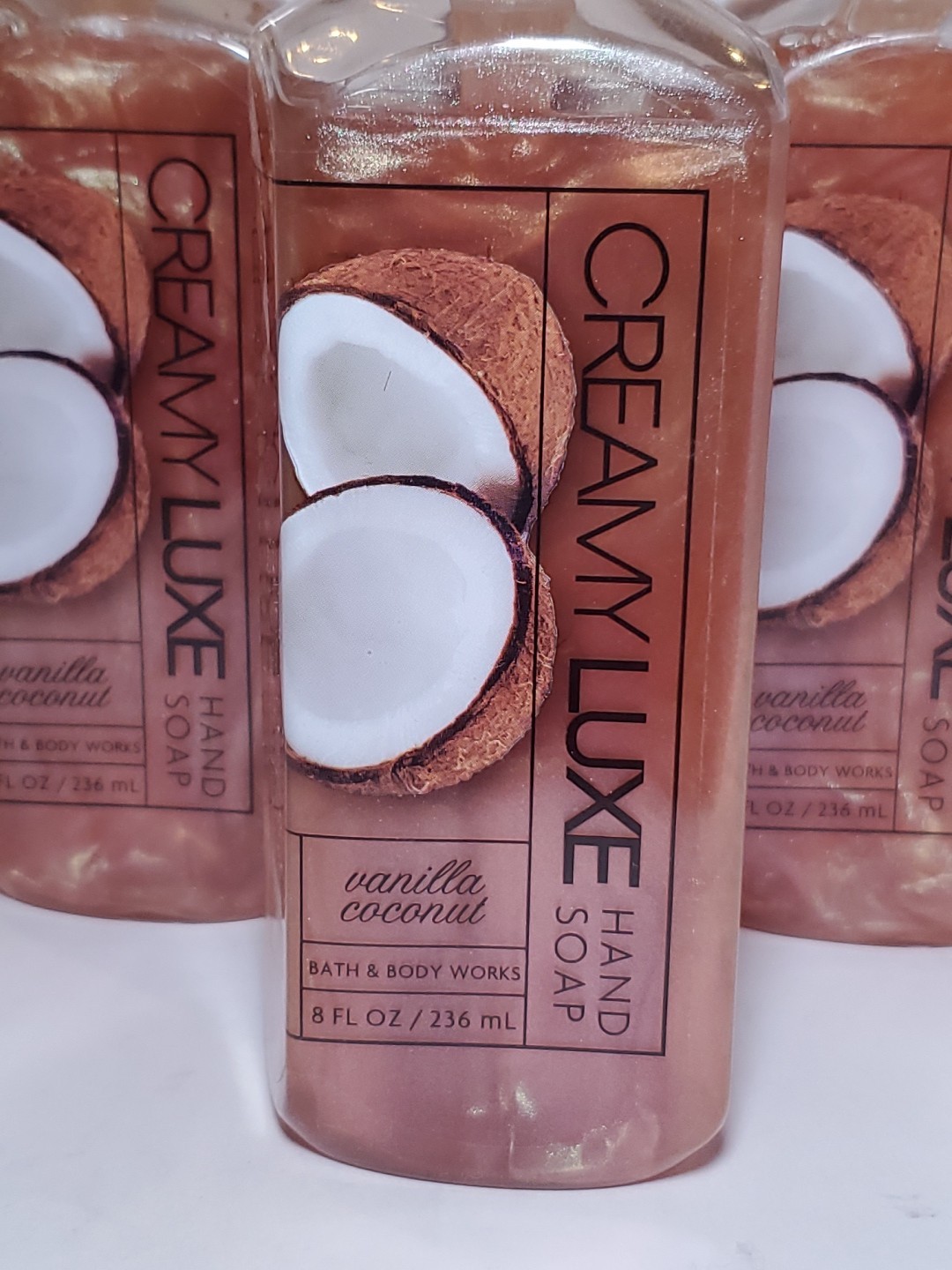 Pack of 4 Bath & Body Works VANILLA COCONUT Creamy Luxe Hand Soap 8.0oz Bulk Lot