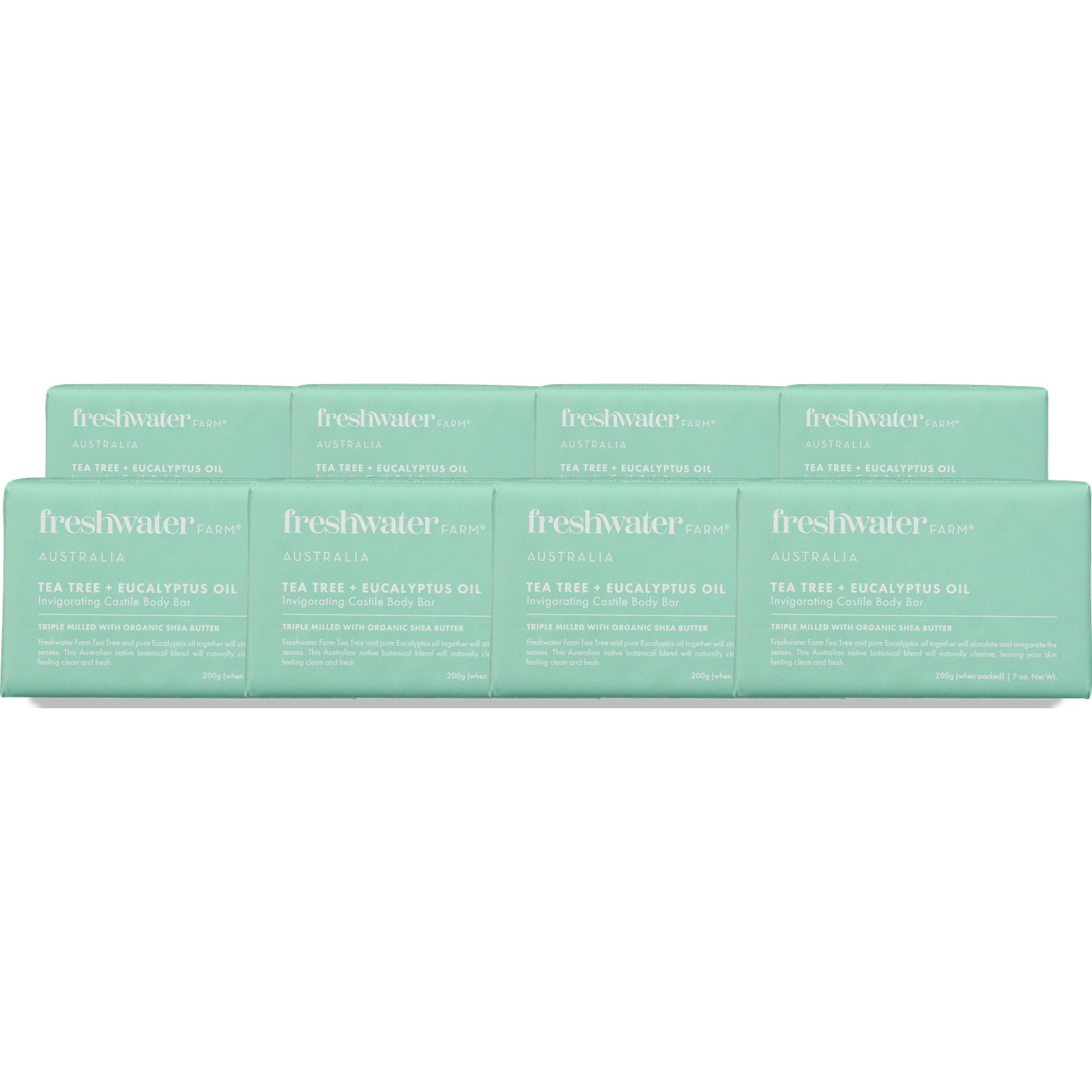 Castile Body Bar Tea Tree And Eucalyptus Oil By Freshwater Farm 7 Oz 8 Pack