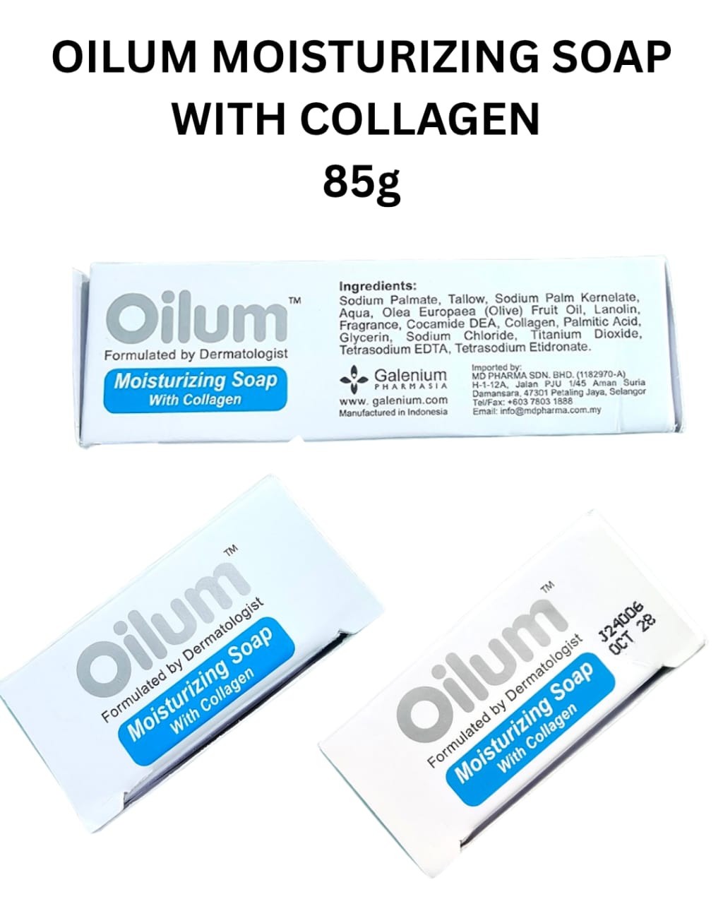 3X 85g OILUM Moisturize Collagen Soap Natural Olive Oil Free Shipping