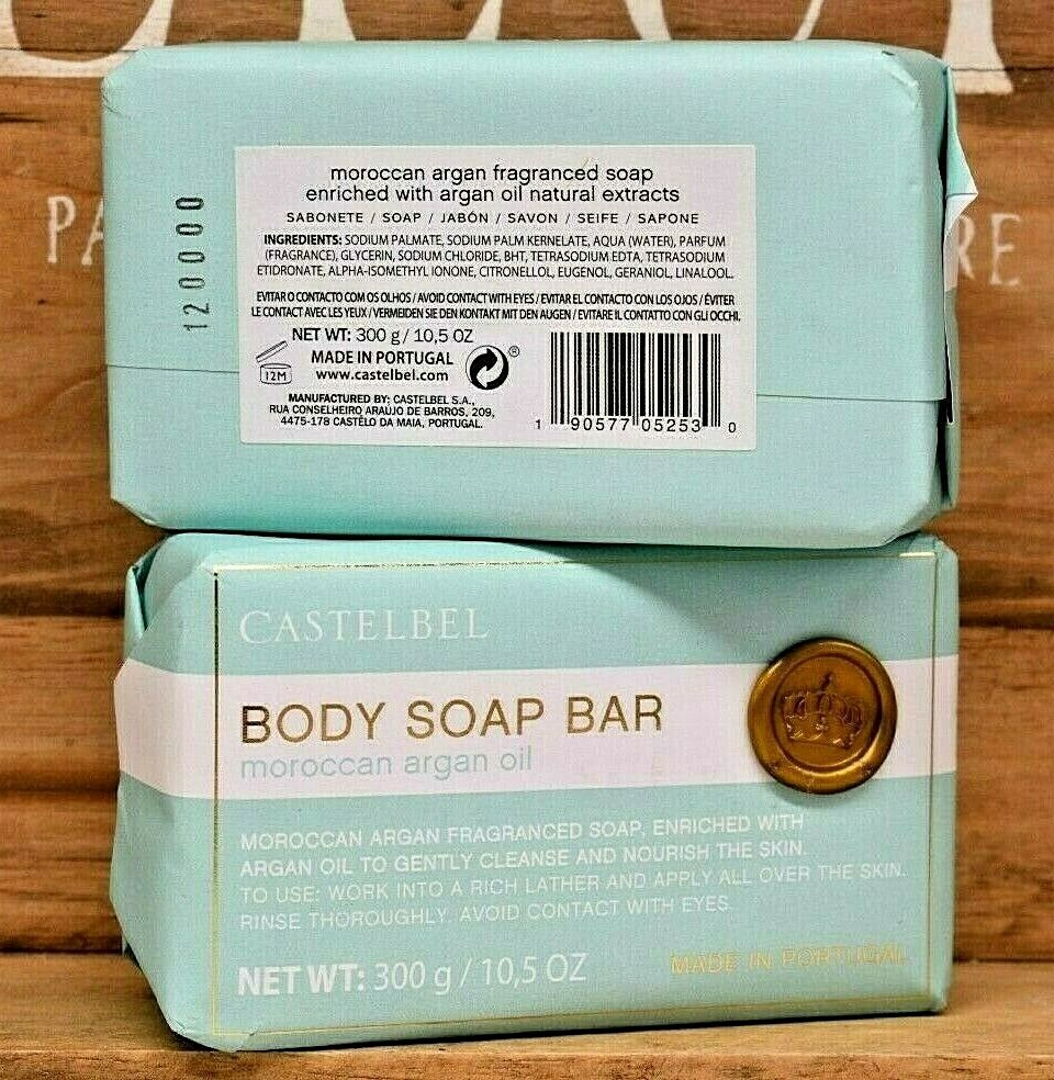 2 CASTELBEL Moroccan Argan Oil Body Bar Soap Cruelty Free Made in Portugal
