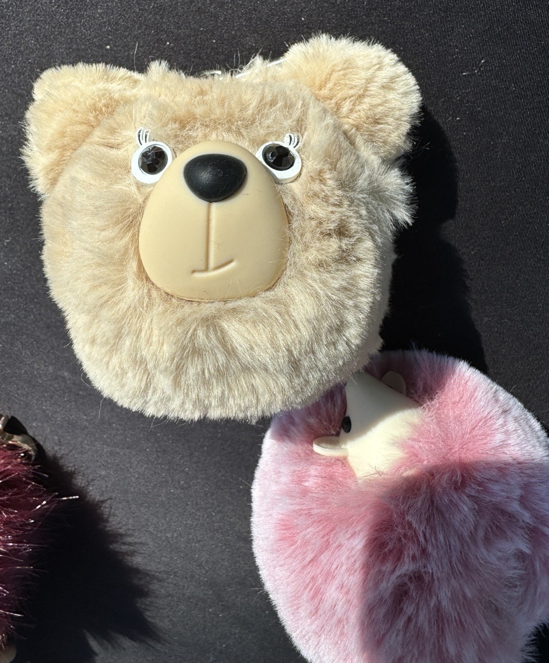 2 Rare Bath & Body Works Pom bac Holder Keychains Fluffy Soft Discontinued NWOT