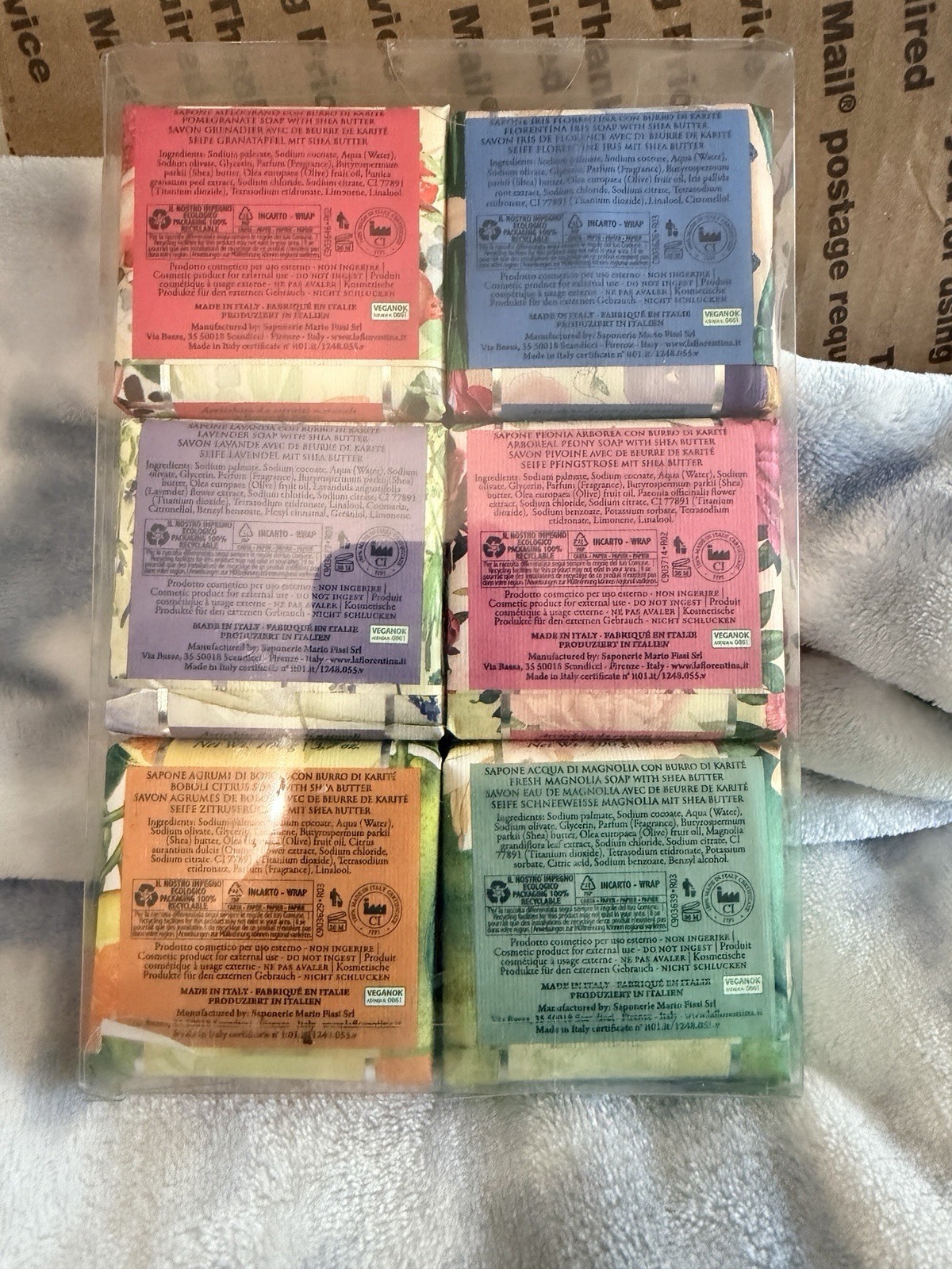 La Florentina ~ Magnolia, Iris, Pomegranate, Citrus, Lavender Peony Bar Soap Set