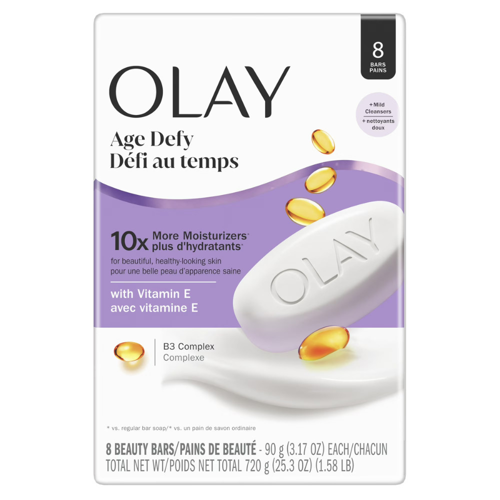 3pk Olay Age Defying Bar Soap Vitamin E & B3 (24 Bars Total), 3.17oz Beauty Bar