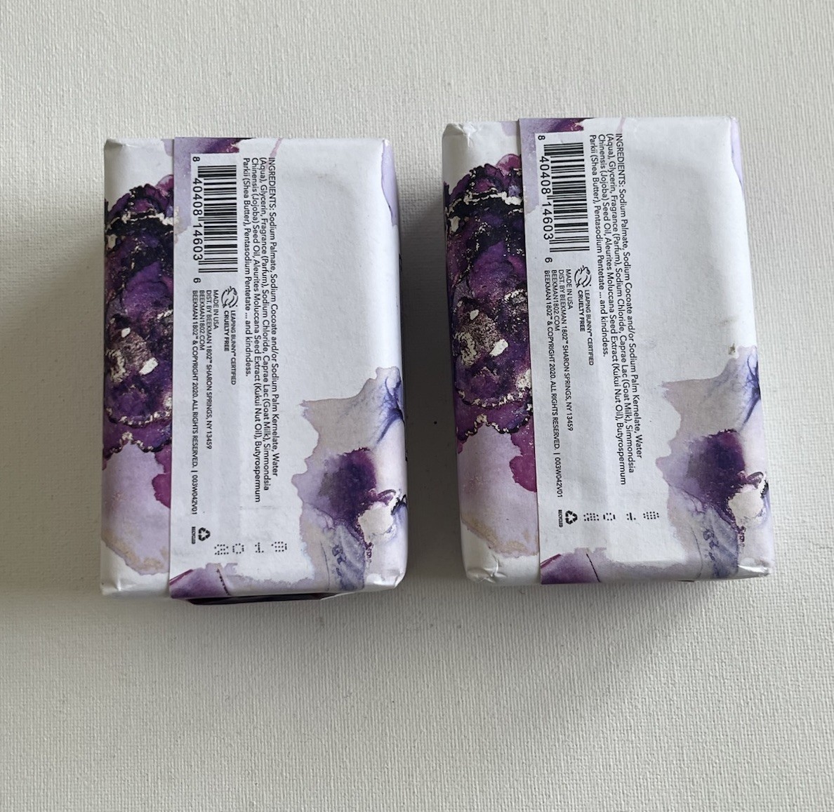 BEEKMAN 1802 Lilac Dream Goat Milk Soap SET OF 2 Lg 9oz Bars Cruelty Free USA