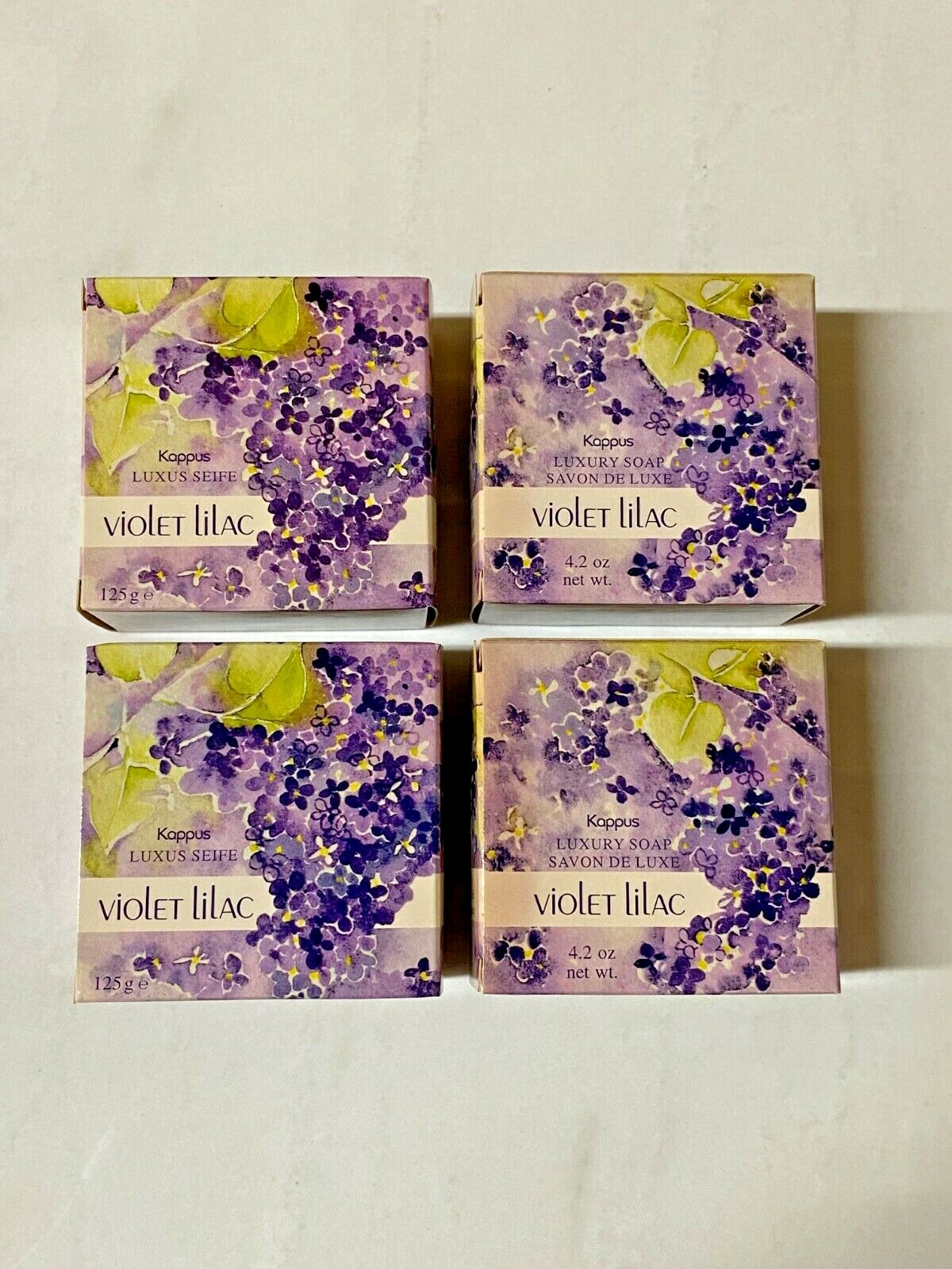 KAPPUS PERFUMED LUXURY SOAP 4 PACK MADE IN GERMANY 4.2 OZ VIOLET LILAC