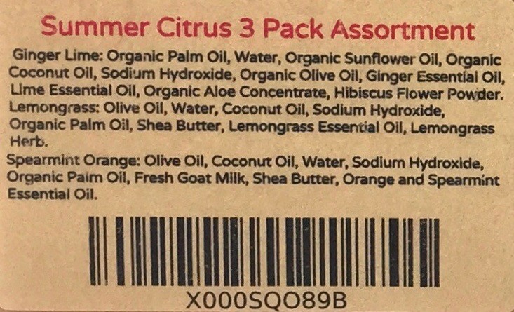 Summer Citrus Assortment ~ All Natural, Vegan, Handmade Soap ~ 3 / 4 oz. Bars