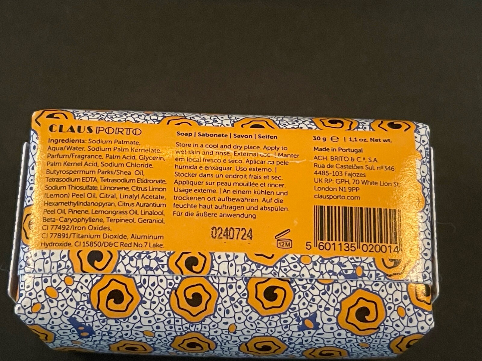 Claus Porto Favorito Red Poppy Bath Soap 5.3 oz. Banho Citron verbera Mini 1 Oz