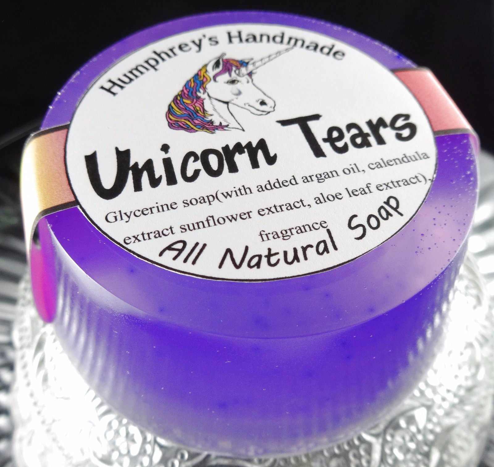 UNICORN TEARS Womens Shave & Shampoo Soap Round Bar Argan Oil Cherry Coconut