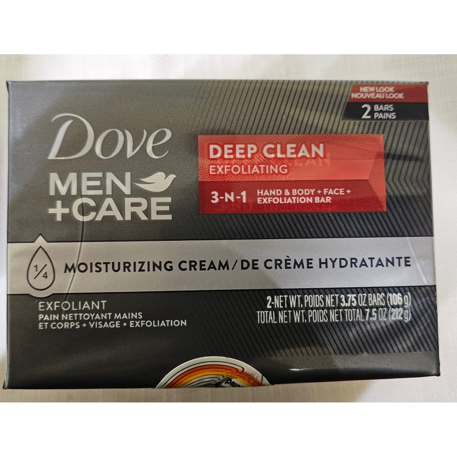 Dove Men Care Deep Clean Exfoliating 3-in-1 Bar Soap 2 Pack 7.5 oz Lot of 3
