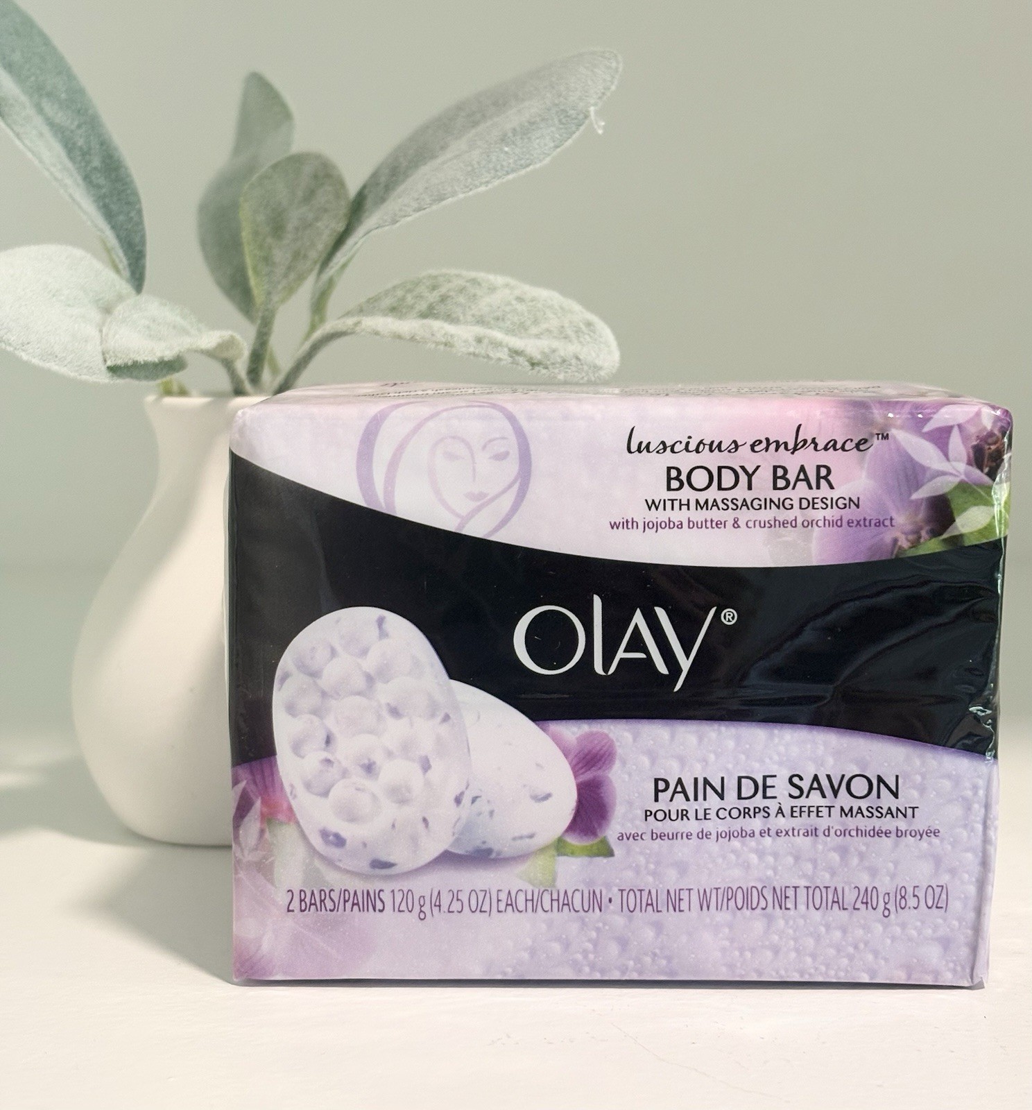 Olay Luscious Embrace Body Bar Jojoba Butter Orchid Extract Soap x 2 Bars SEALED