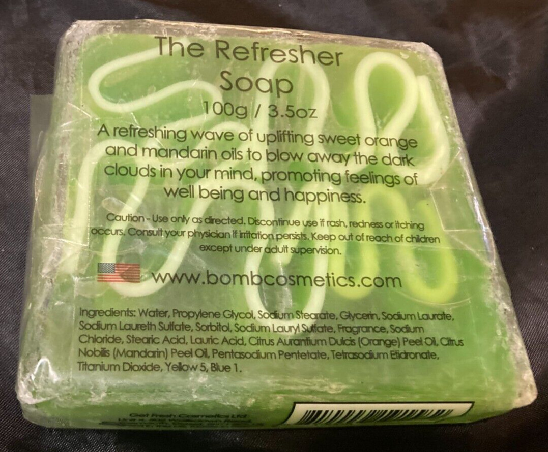 The Refresher Handmade Soap with Essential Oils by Bomb Cosmetics 3.5 oz Sealed